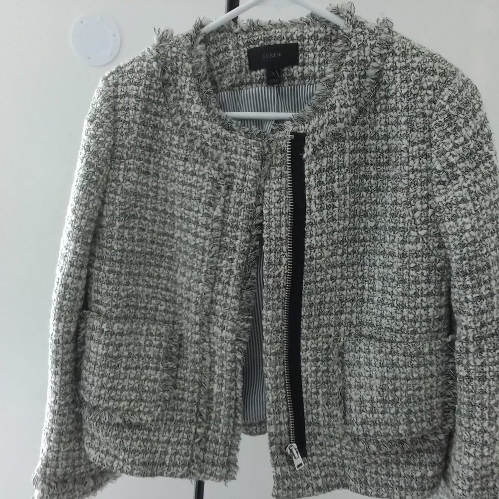 jcrew women blazer black white